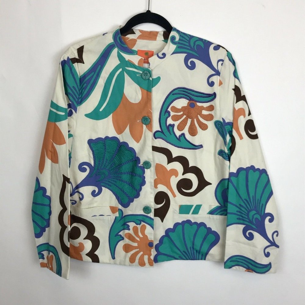 HEARTS OF PALM COTTON Tropical Print Blazer Suit